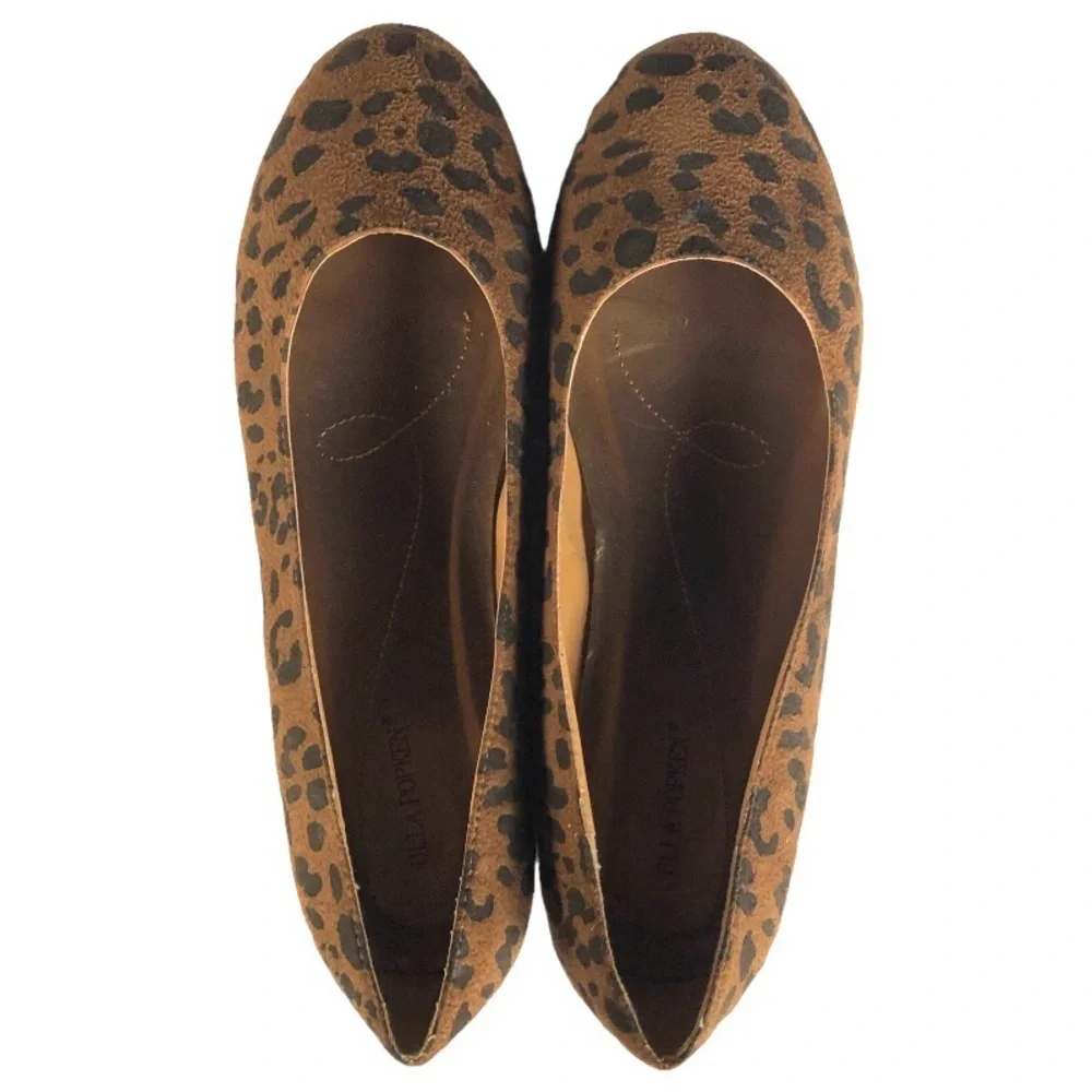 Ulla Popken leopard round toe flats 10 WIDE​